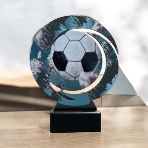 Fotbollsstatyett med fotbollsmotiv metall 180mm