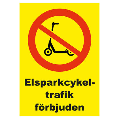 Förbudsskylt Elsparkcykeltrafik förbjuden