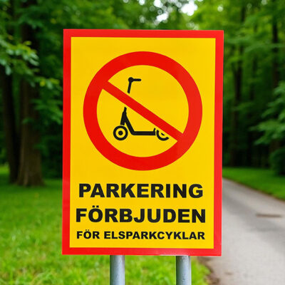 Förbudsskylt Parkering förbjuden för elsparkcyklar