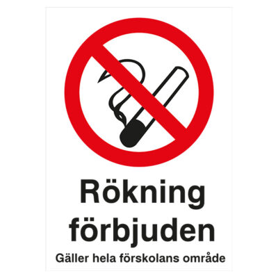 Förbudsskylt rökning