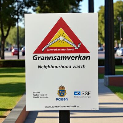 Skylt Grannsamverkan samverkan mot brott
