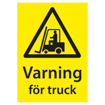 Varningsskylt gul Varning för truck med symbol