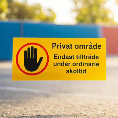 Privat område skylt Endast tillträde under ordinarie skoltid