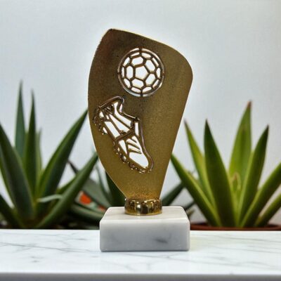 Statyett Fotboll Fotbollssko och boll Brons 135mm