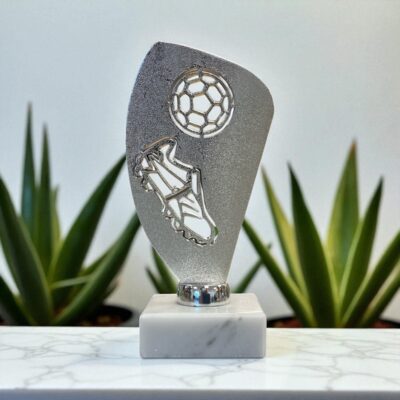 Statyett Fotboll Fotbollssko och boll Silver 135mm