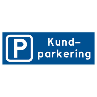 Enskild plats Kundparkering Parkeringsskylt blå med vit text