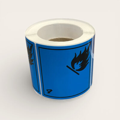 Etiketter farligt gods Fasta ämnen som är brandfarliga vid kontakt med vatten Klass 4