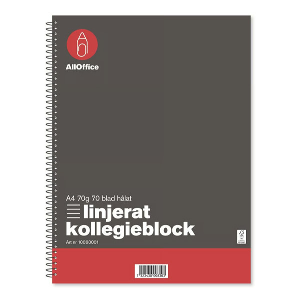 Kollegieblock Linjerat 70 Blad A4 70g