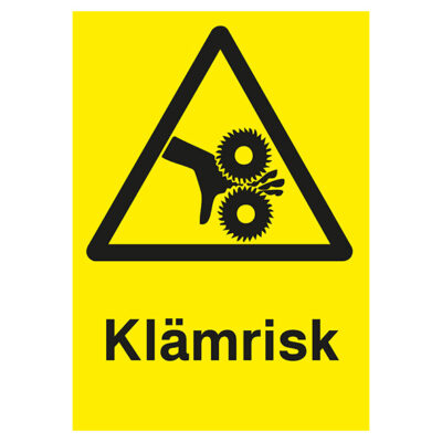 Varningsskylt Klämrisk med hand i maskin