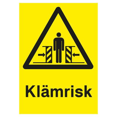 Varningsskylt Klämrisk med dörrsymbol