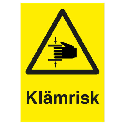 Varningsskylt Klämrisk med handsymbol