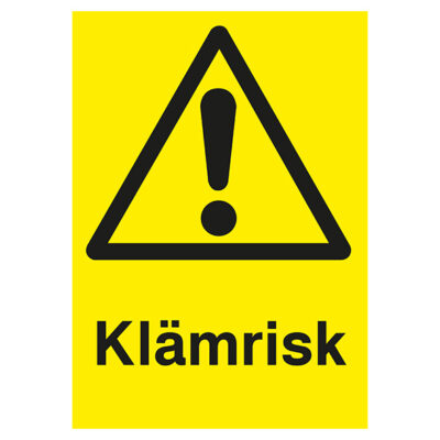 Varningsskylt klämrisk med utropstecken