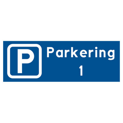 Enskild plats parkering med nummer Parkeringsskylt blå med vit text