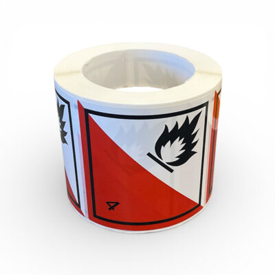 Etiketter farligt gods Självantändande ämnen klass 4