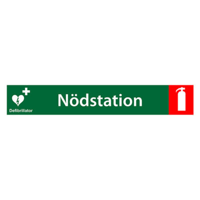 Nödskylt Nödstation med brandsläckarsymbol