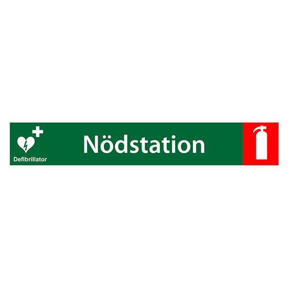 Nödskylt Nödstation med brandsläckarsymbol