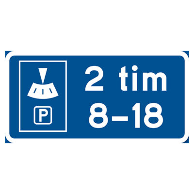 Parkeringsskylt Vägskylt P-skiva 2 timmar 8-18