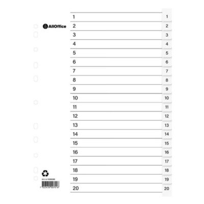 Pärmregister Plast Inkl. Rubrikblad 1-20 A4