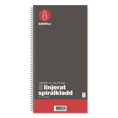 Spiralkladd AllOffice Linjerat 70 Blad 148x295mm 70g