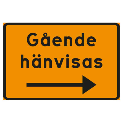 Vägskylt Hänvisning Gående hänvisas pil höger