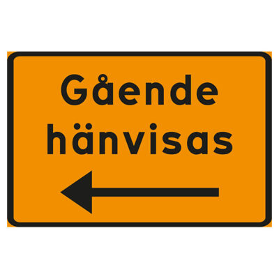 Vägskylt Hänvisning Gående hänvisas pil vänster