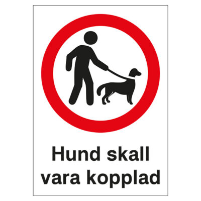 Förbudsskylt hund skall vara kopplad bild 1