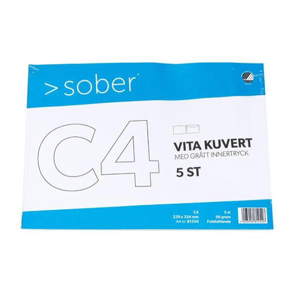 Kuvert Sober C4 FH Vit