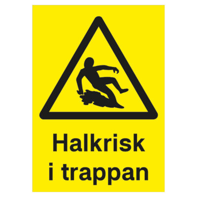 Varningsskylt Halkrisk i trappan