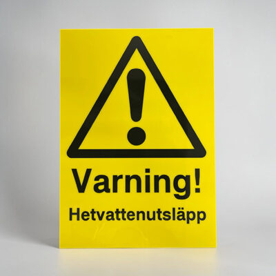 Varningsskylt Varning hetvattenutsläpp