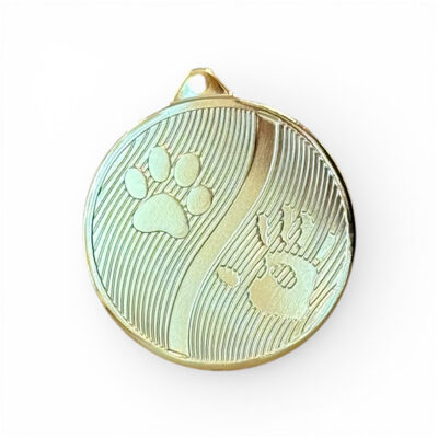 Medalj-Hundtass-50mm-Guld