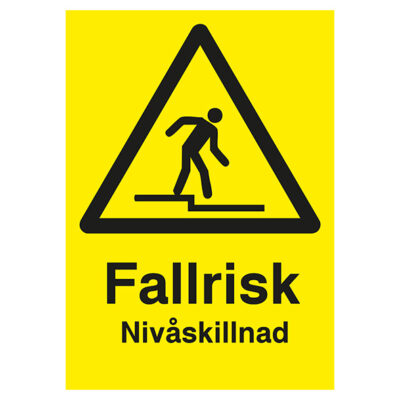 Varningsskylt Fallrisk nivåskillnad