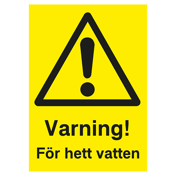 Varningsskylt Varning för hett vatten