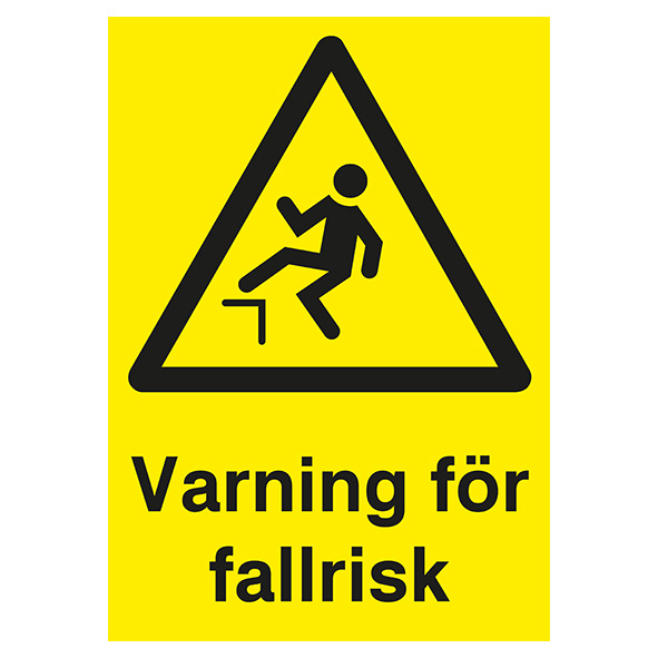 Varningsskylt varning för fallrisk