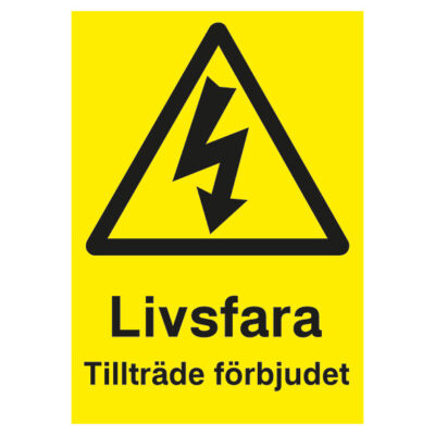 Varningsskylt Livsfara tillträde förbjudet