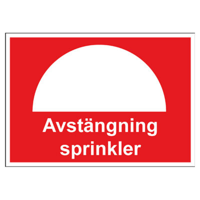 Brandskylt Avstängning sprinkler