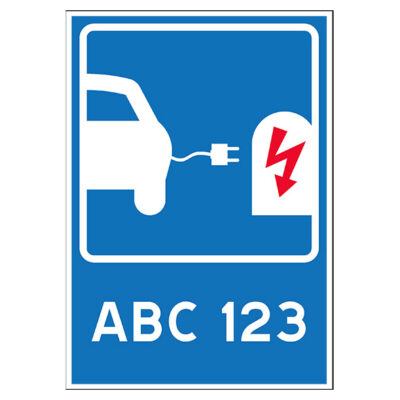 Parkeringsskylt Laddplats T24 med eget registreringsnummer