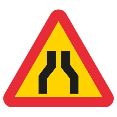 A5 Varning för avsmalnande väg